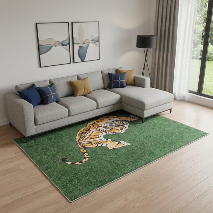 8' X 11' Abstract Washable Area Rug (552024) - Green / Yellow