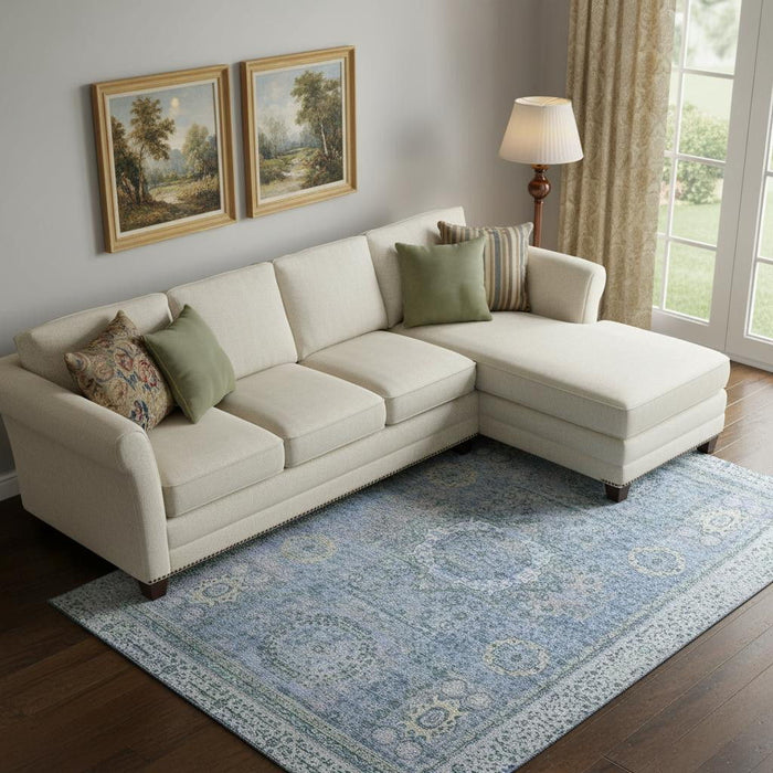 10' X 14' Oriental Washable Area Rug With UV Protection (699764) - Blue / Gray
