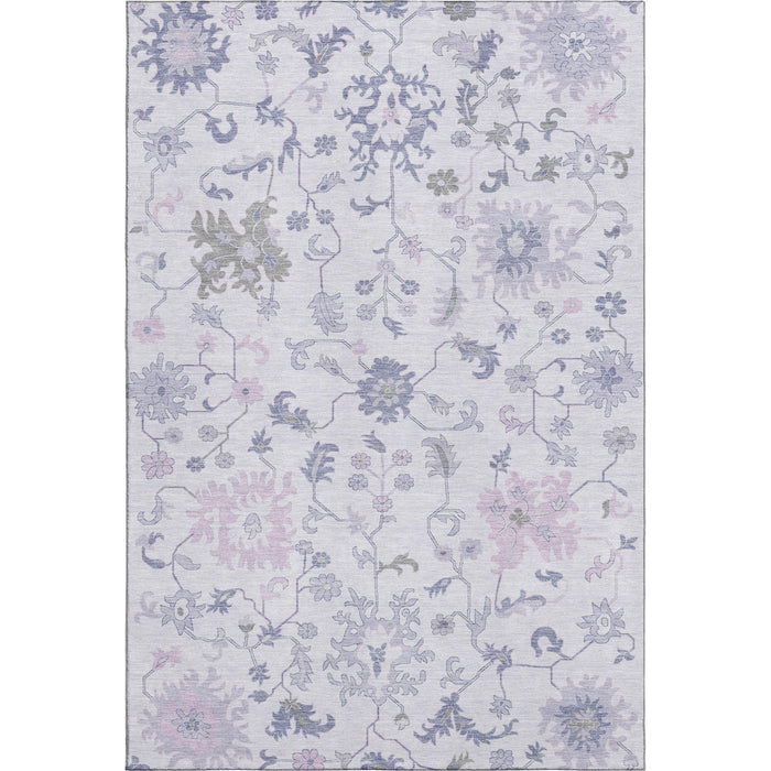 10' X 14' Floral Washable Area Rug With UV Protection (705917) - Lavender / Gray