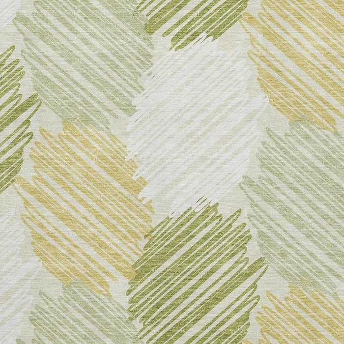 10' X 14' Geometric Washable Area Rug With UV Protection (708898) - Green / Ivory / Gray