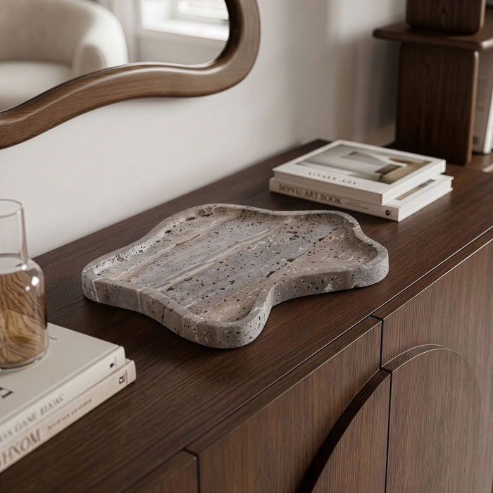 Elegant marble tray from Meridian Furniture's Alvar collection, featuring smooth, polished genuine marble surface and sleek design.