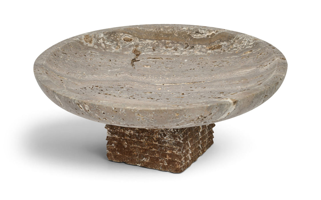 Genuine Travertine Bowl from Meridian Furniture's Colannade collection, showcasing a smooth, natural stone surface and elegant design.