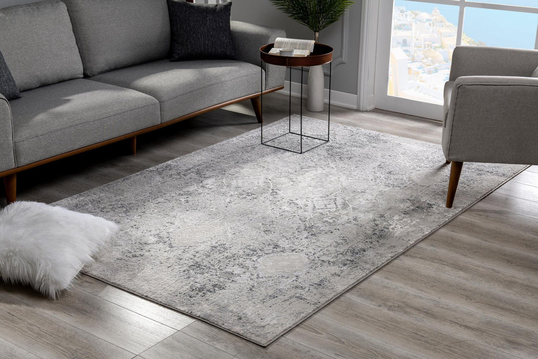5' x 7' Abstract Viscose Area Rug - Gray And Ivory