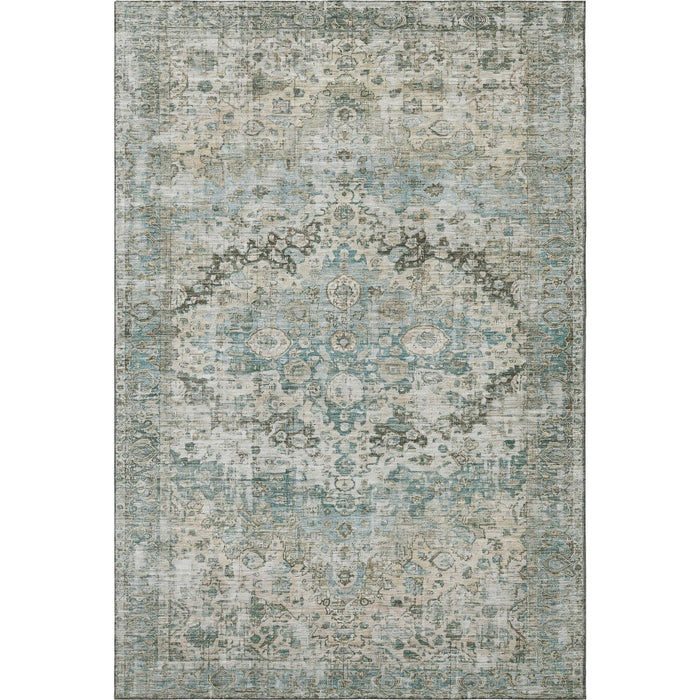 10' X 14' Oriental Washable Area Rug With UV Protection (700295) - Sage / Beige / Teal
