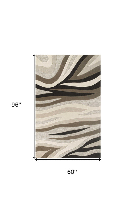 5' x 8' Wool Area Rug - Black Or Beige
