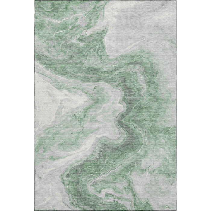 10' X 14' Abstract Washable Area Rug With UV Protection (697764) - Green / Gray / Silver