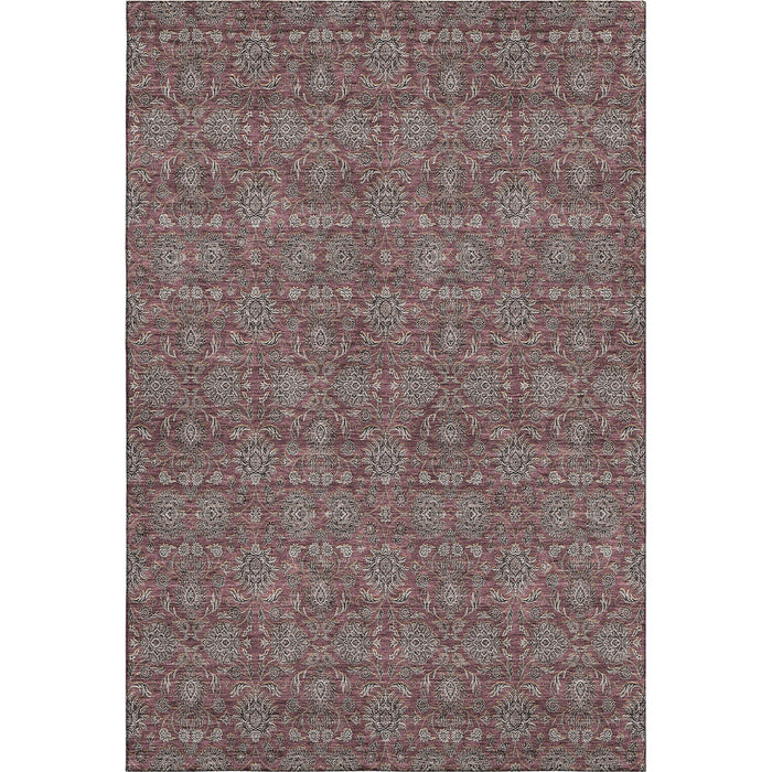 10' X 14' Floral Washable Area Rug With UV Protection (656837) - Merlot / Gray