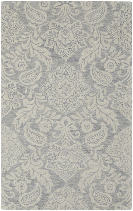 10' X 14' Wool Oriental Hand Tufted Area Rug - Blue / Ivory