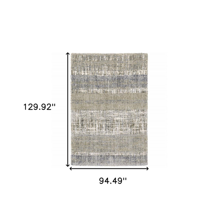 8' x 10' Abstract Lines Area Rug - Gray And Ivory