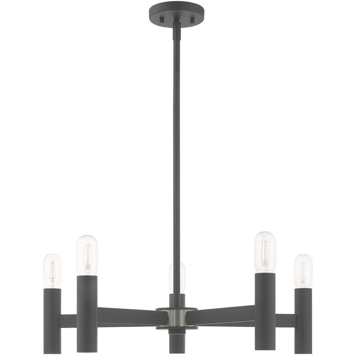 19'' Five Light Dimmable Chandelier With Shades - Gray