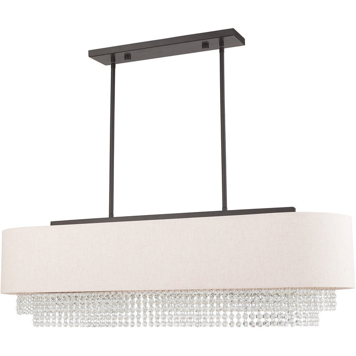 21" Five Light Dimmable Chandelier With Shades - Bronze
