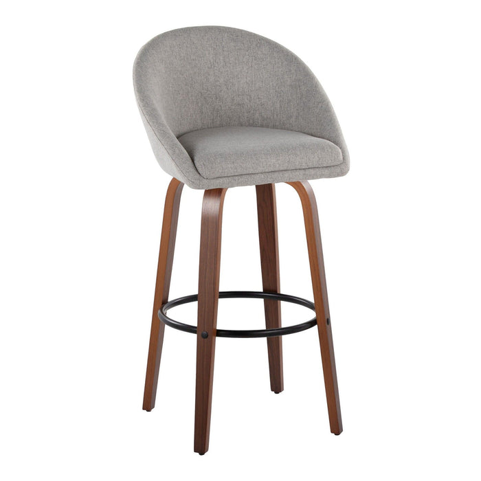 Matisse - 30" Highback Fixed-Height Barstool With Round Black Metal Footrest (Set of 2) - Walnut Wood