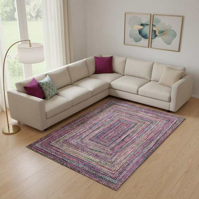 10' X 14' Geometric Washable Area Rug With UV Protection (699250) - Pink / Blue / Orange