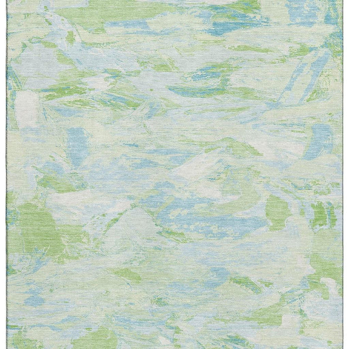 10' X 14' Abstract Washable Area Rug With UV Protection (693132) - Mint Green / Sky Blue / Ivory