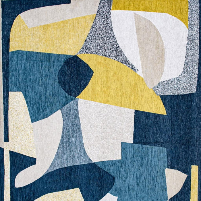 7' X 9' Abstract Washable Area Rug (552009) - Blue / Yellow