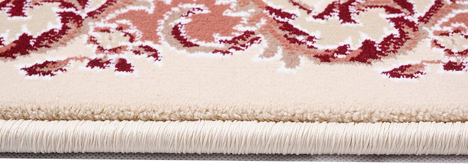 8' x 11' Oriental Power Loom Area Rug - Orange And Ivory