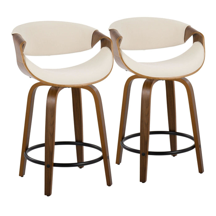 Curvini - 24" Fixed-Height Counter Stool (Set of 2) - Dark Brown