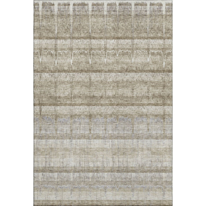 10' X 14' Striped Washable Area Rug With UV Protection (652869) - Taupe / Gray / Beige