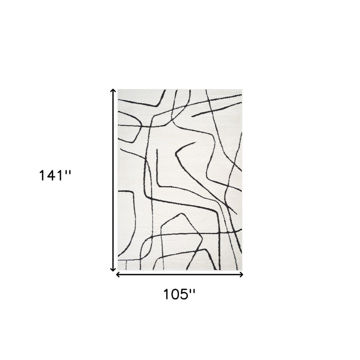 9' X 12' Abstract Area Rug - Ivory And Black