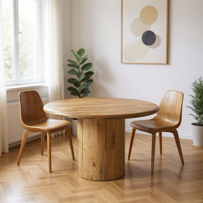 48" Solid Wood Pedestal Base Round Top Dining Table - Natural