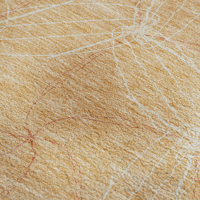 10' X 14' Geometric Washable Area Rug With UV Protection (676590) - Peach / Ivory