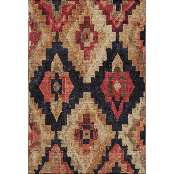 10' X 14' Washable Area Rug With UV Protection (707239) - Rust / Beige / Charcoal