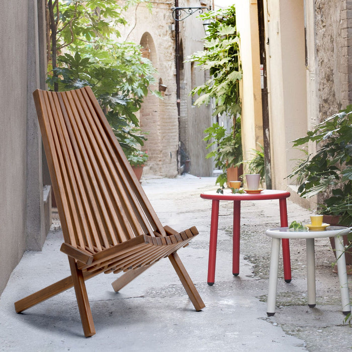 Natural folding wood chair by Giga, portable solid wood armless seating for indoor or outdoor use, with a sleek natural finish.