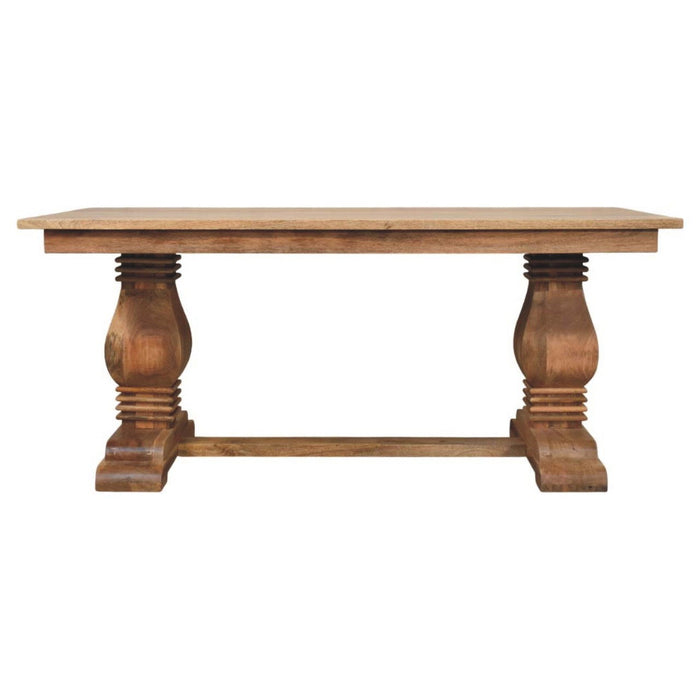 Solid Wood Double Pedestal Base Dining Table - Brown