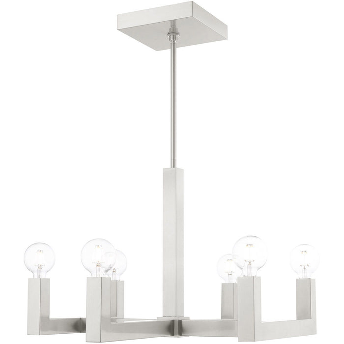 20'' Six Light Dimmable Chandelier With Shades - Nickel