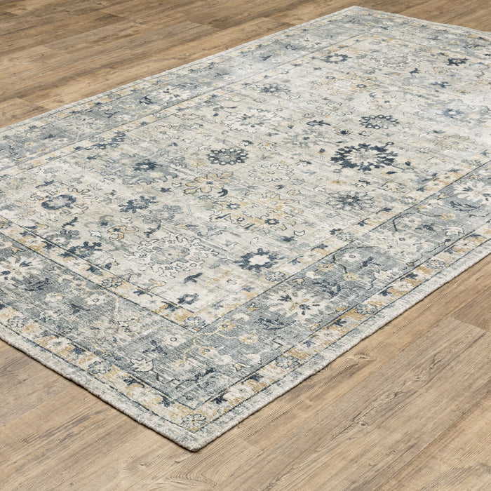 8' X 10' Oriental Hand Tufted Area Rug - Gray And Blue