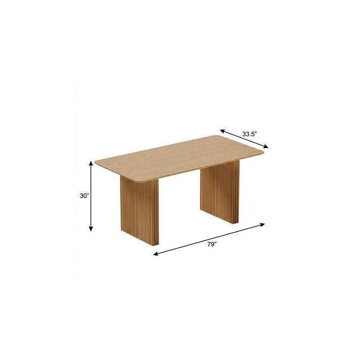 79'' Solid Wood Double Pedestal Base Dining Table - Natural