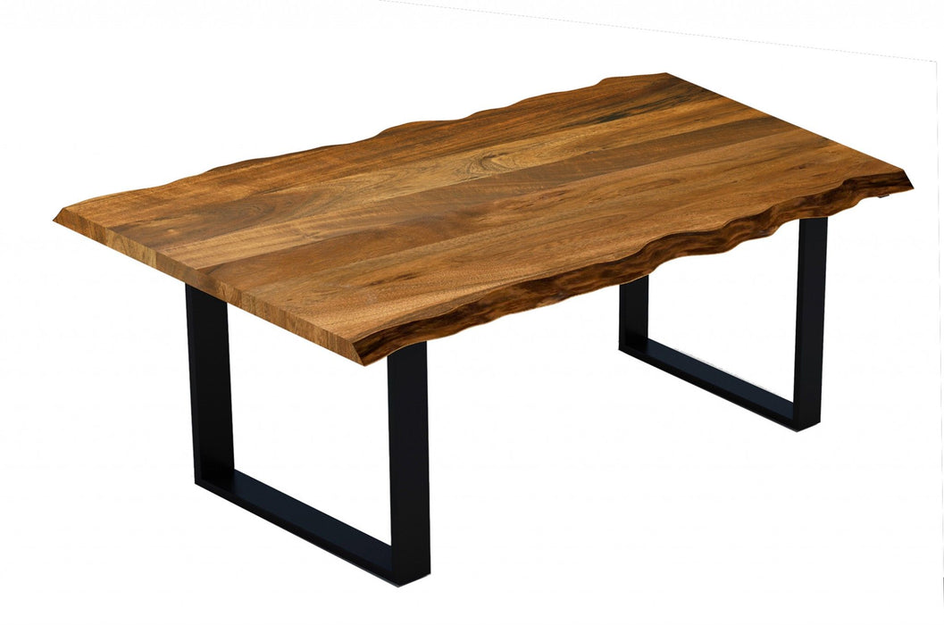 68" Solid Wood Sled Base Dining Table - Brown / Black