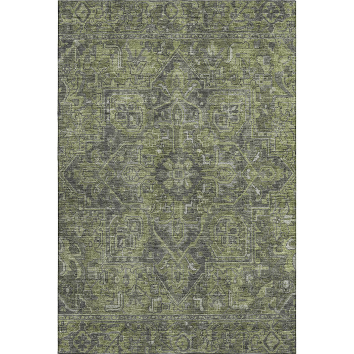 8' X 10' Medallion Distressed Washable Area Rug With UV Protection (649742) - Green / Gray
