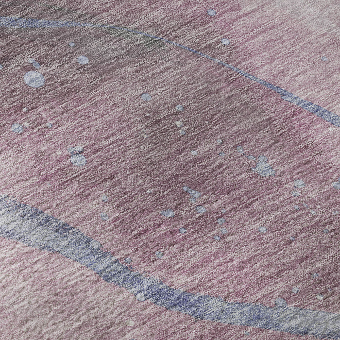 10' X 14' Abstract Washable Area Rug With UV Protection (694254) - Mauve / Blue / Ivory