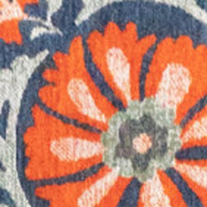 7' X 9' Tribal Washable Area Rug With UV Protection (610057) - Blue / Orange / Gray