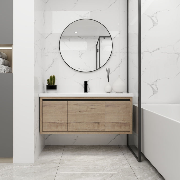 Giga floating bathroom vanity with resin sink and soft-close doors, modern design, wall-mounted with sleek finish