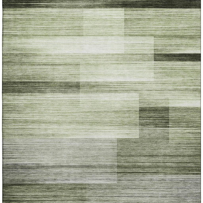 10' X 14' Striped Washable Area Rug With UV Protection (717254) - Green / Ivory