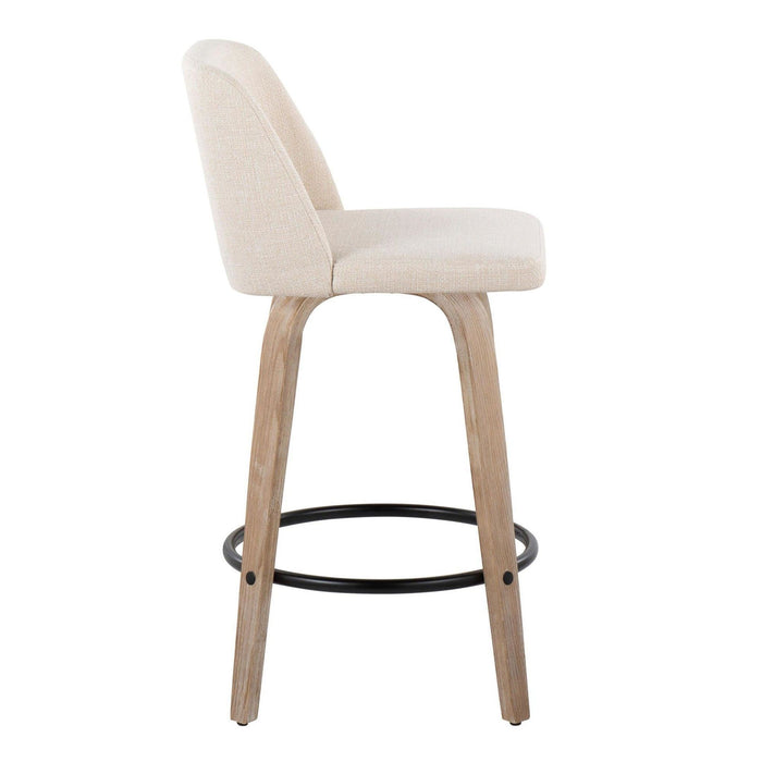 Toriano - 26" Fixed-Height Counter Stool (Set of 2) - Cream Noise And Whitewashed