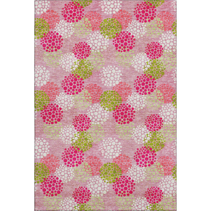 10' X 14' Polka Dot Washable Area Rug With UV Protection (672224) - Pink / Green / Ivory