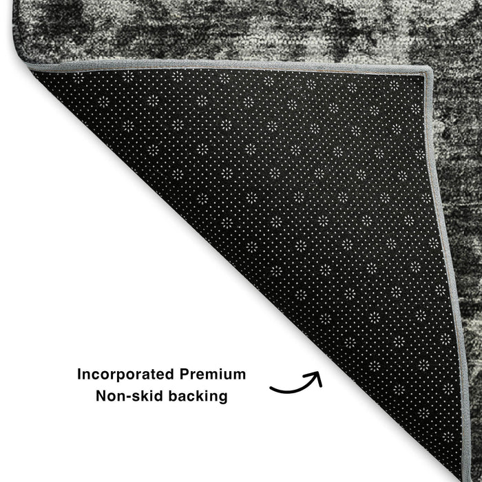 8' X 10' Oriental Washable Area Rug With UV Protection (653777) - Gray / Ivory