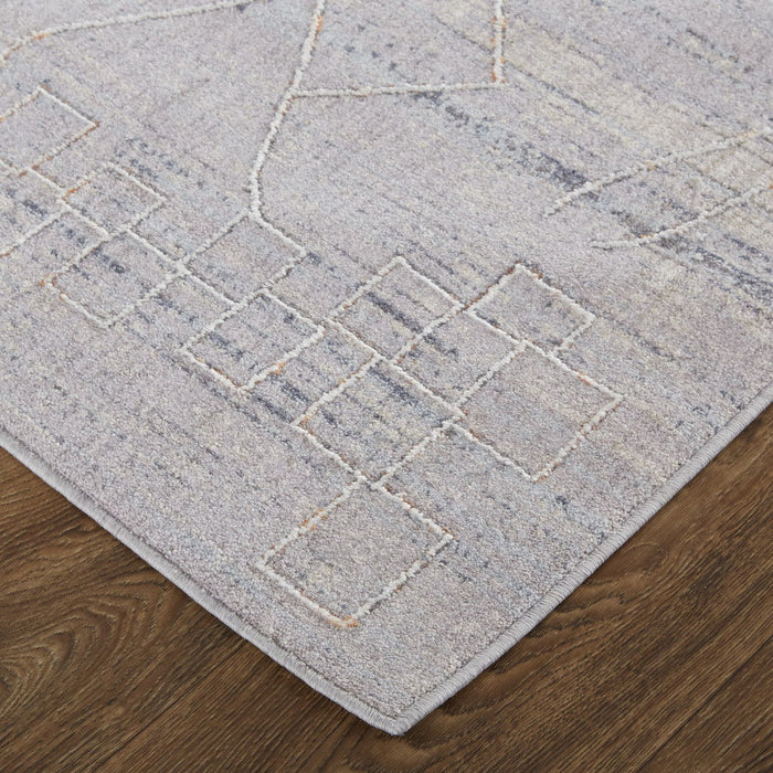 12' x 15' Striped Power Loom Distressed Stain Resistant Area Rug - Gray