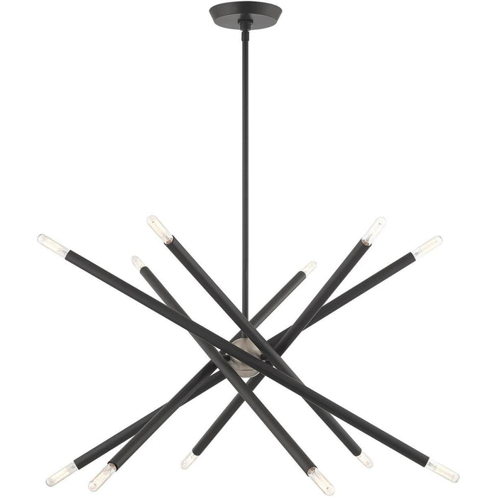 25" Six Light Dimmable Chandelier With Shades - Gray