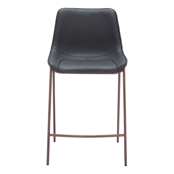 26" Faux Leather And Steel Counter Height Bar Chairs (Set of 2) - Black / Brown