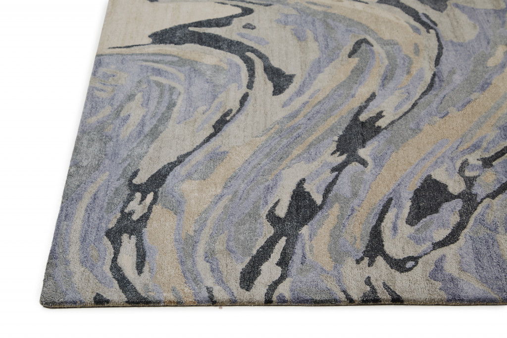 5' x 8' Abstract Tufted Handmade Area Rug - Blue Gray And Taupe