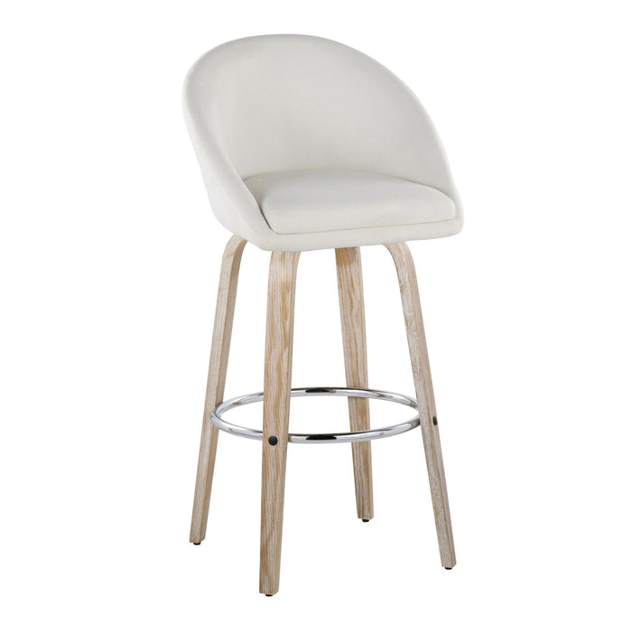 Matisse - 30" Highback Fixed-Height Barstool With Swivel And Round Chrome Metal Footrest (Set of 2) - Light Gray Wood