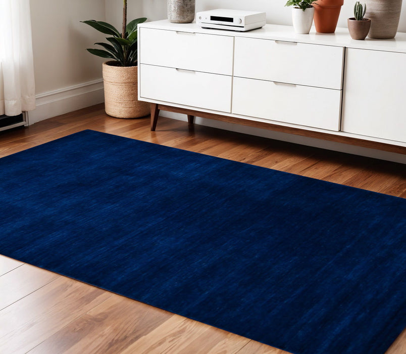 4' X 6' Wool Hand Woven Area Rug - Navy Blue