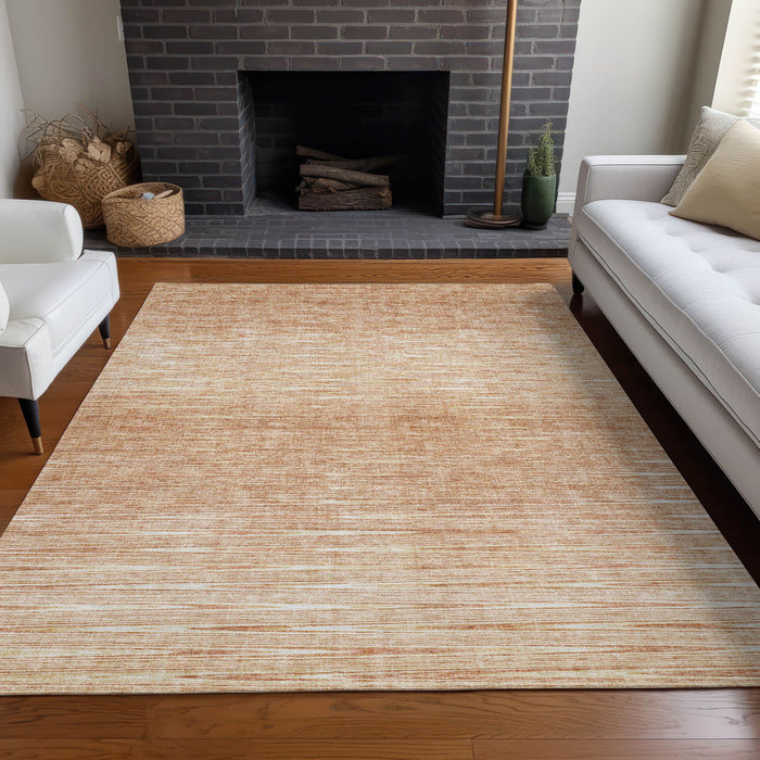 8' X 10' Abstract Washable Area Rug With UV Protection - Salmon And Ivory