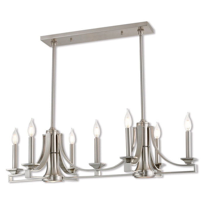 Nine Light Metal Dimmable Chandelier With Shades - Nickel