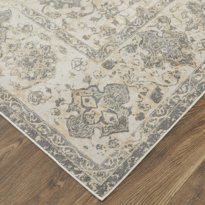 10' x 14' Power Loom Area Rug - Ivory Tan And Gray