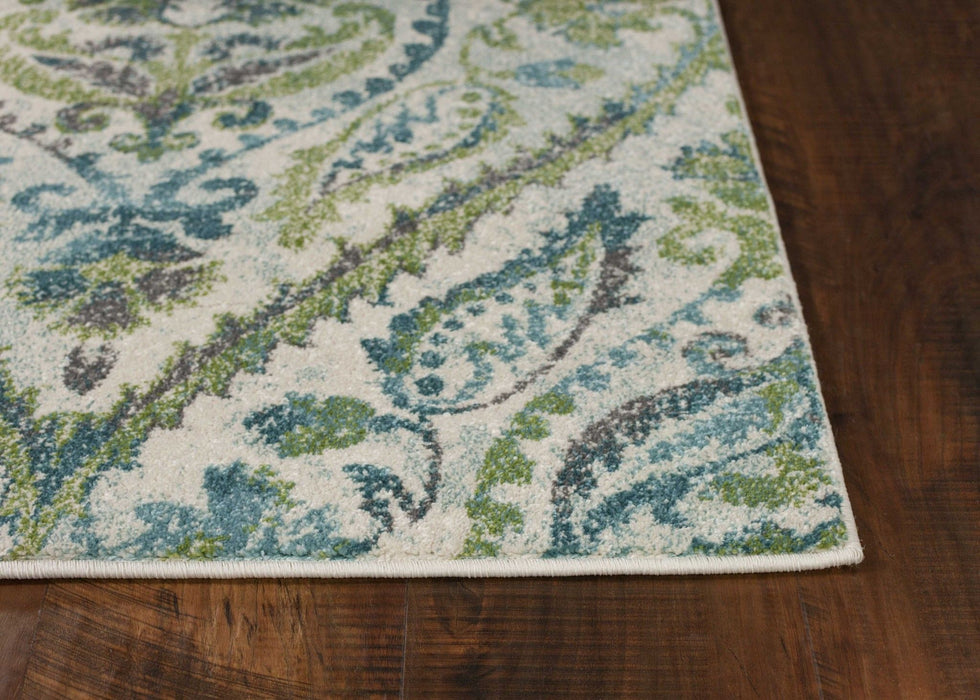 9' x 13' Polypropylene Area Rug - Ivory Or Teal